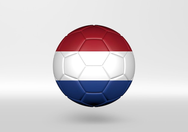 3d soccer ball with the flag of Netherlands on grey background