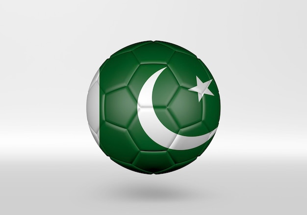 3d soccer ball with the flag of Pakistan on grey background