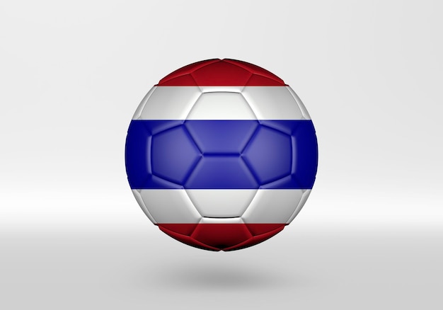 3d soccer ball with the flag of Thailand on grey background