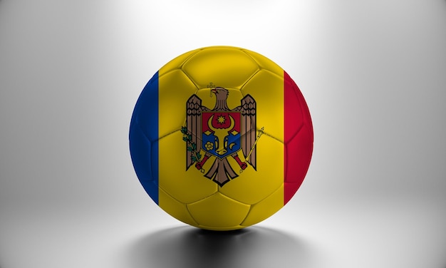 3d soccer ball with Moldova country flag. Football ball with Moldova flag