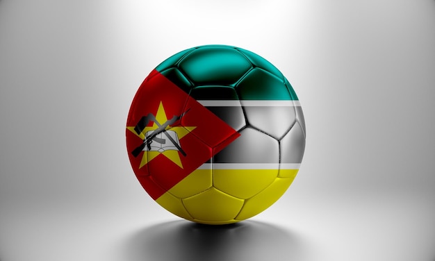 3d soccer ball with Mozambique country flag. Football ball with Mozambique flag