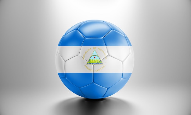 3d soccer ball with Nicaragua country flag. Football ball with Nicaragua flag