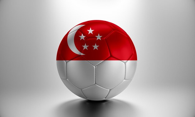 3d soccer ball with Singapore country flag. Football ball with Singapore flag