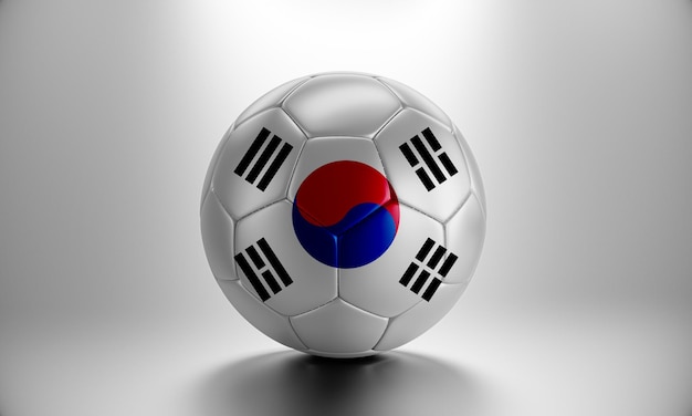 3d soccer ball with South Korea country flag. Football ball with South Korea flag