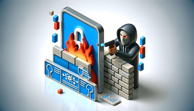 Photo 3d social engineering attack icon paired with firewall concept for cyber protection ideal for vecto