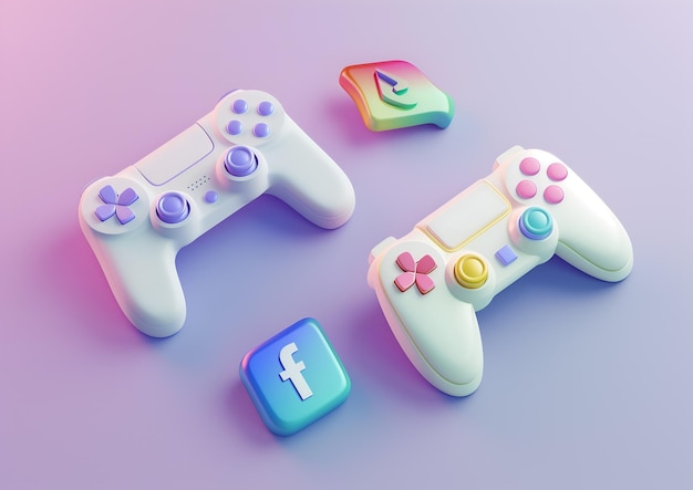 3D of social media elements with a video game controller