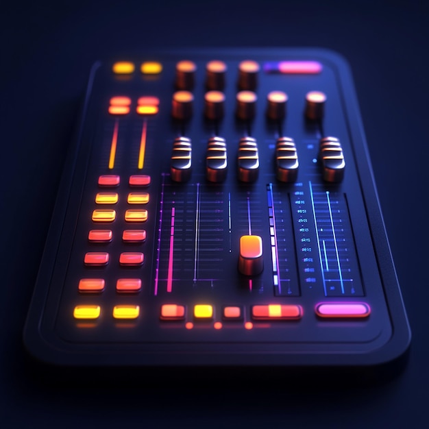 Photo 3d sound mixer icon music and audio illustration logo