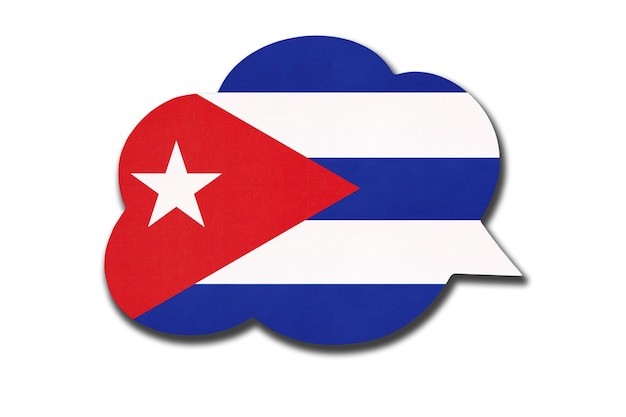 3d speech bubble with cuban national flag isolated on white background