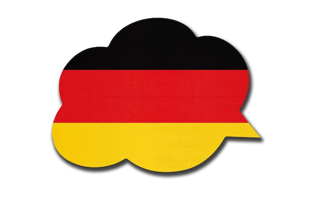 3d speech bubble with Germany national flag isolated on white background. Speak and learn german language. Symbol of country. World communication sign.