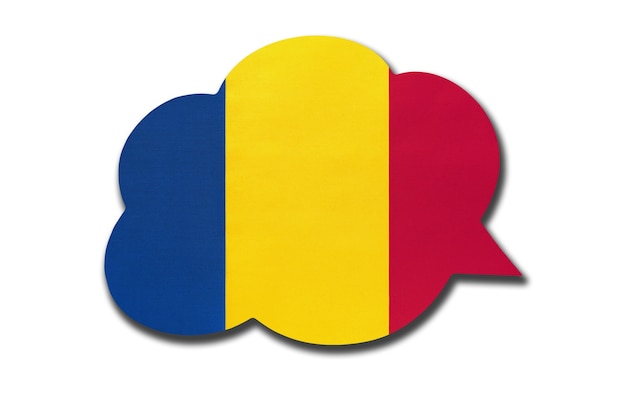 3d speech bubble with Romania national flag