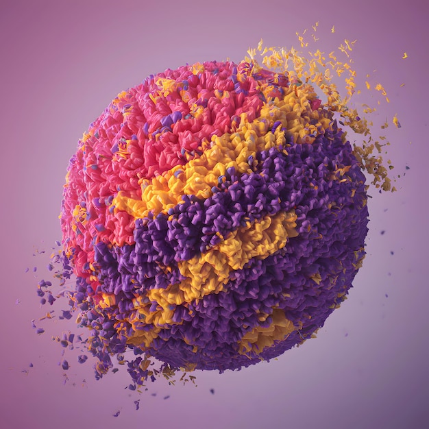 3D sphere of colorful particles some disintegrating dynamic visual effect For Social Media Post Si