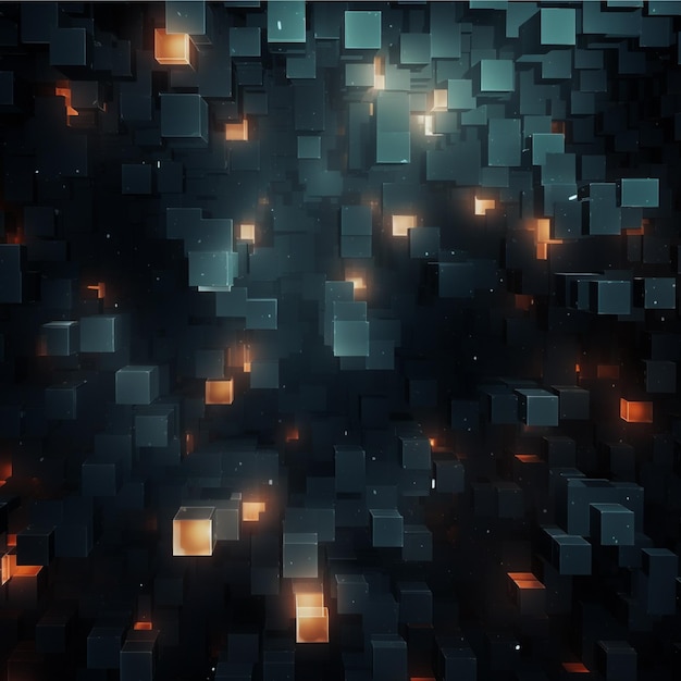 3D Square Blocks Dark Background