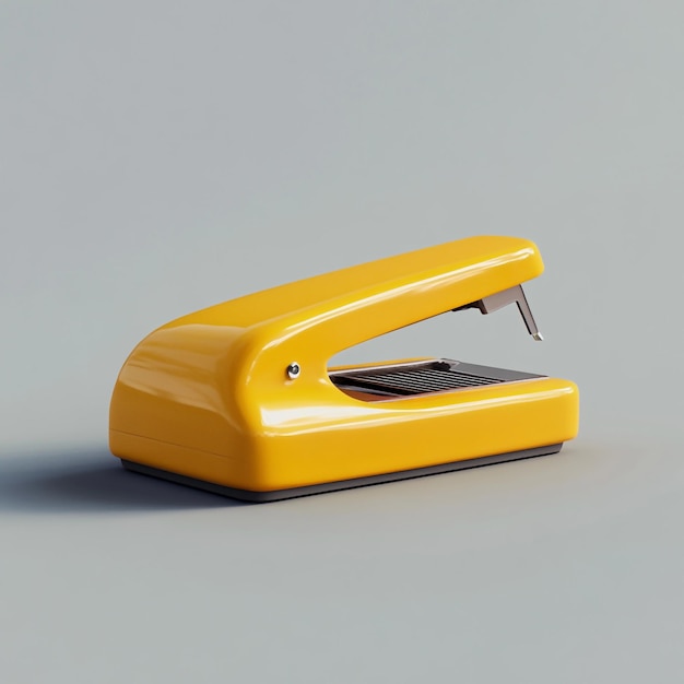 Photo 3d stapler icon office tool for paper binding illustration logo