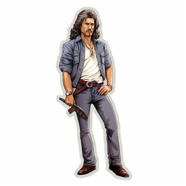 3d Sticker Of Mullet Full Body On White Isolated Background