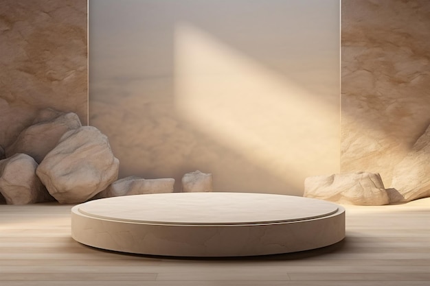 3d stone podium for product mockup