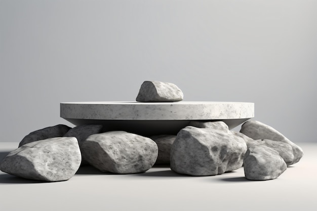 3d stone podium for product mockup