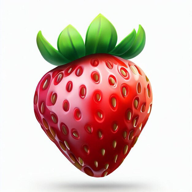 3d strawberries red fruit Flat vector illustration isolated on white background