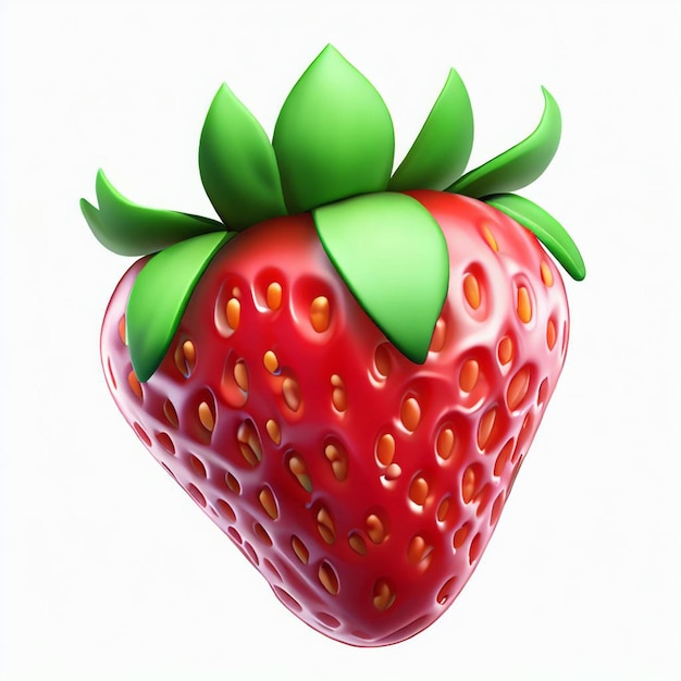 3d strawberries red fruit Flat vector illustration isolated on white background