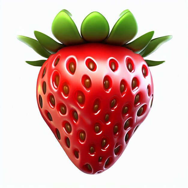 3d strawberries red fruit Flat vector illustration isolated on white background