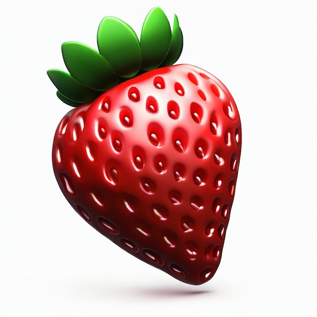 3d strawberries red fruit Flat vector illustration isolated on white background