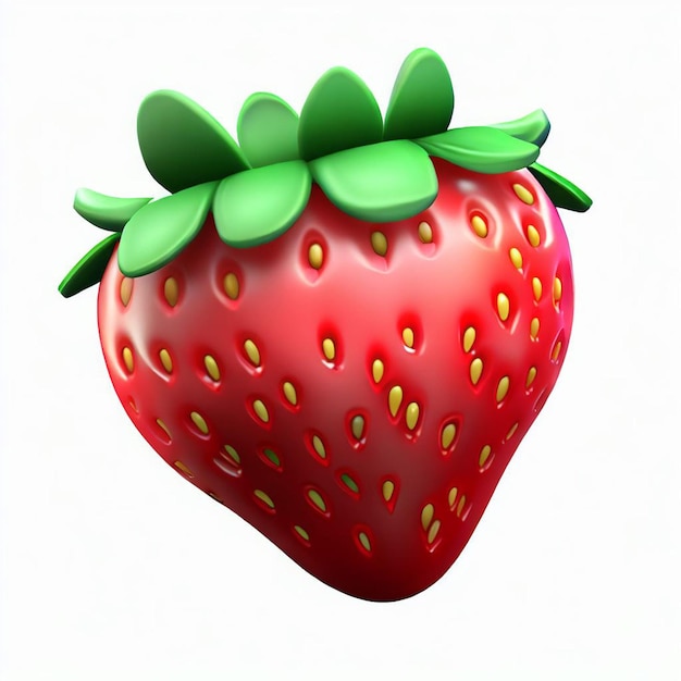 3d strawberries red fruit Flat vector illustration isolated on white background