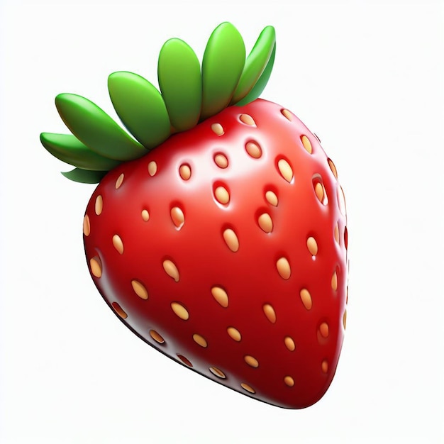 3d strawberries red fruit Flat vector illustration isolated on white background