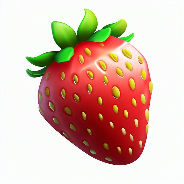 3d strawberries red fruit Flat vector illustration isolated on white background