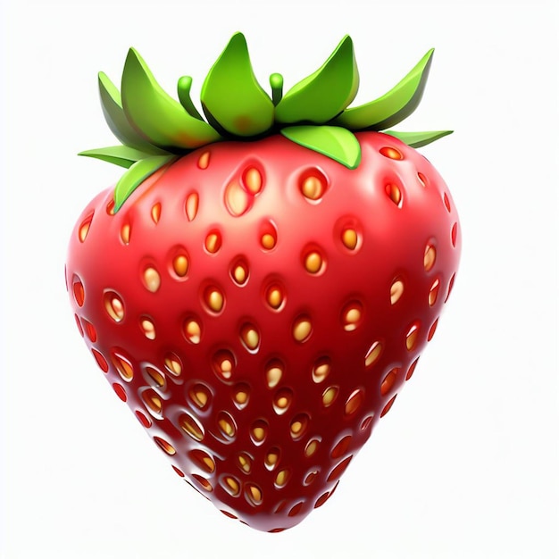 3d strawberries red fruit Flat vector illustration isolated on white background