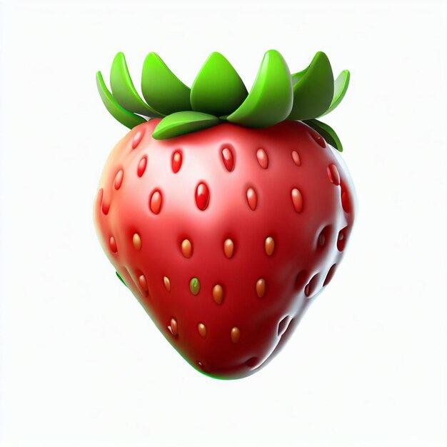 3d strawberries red fruit Flat vector illustration isolated on white background