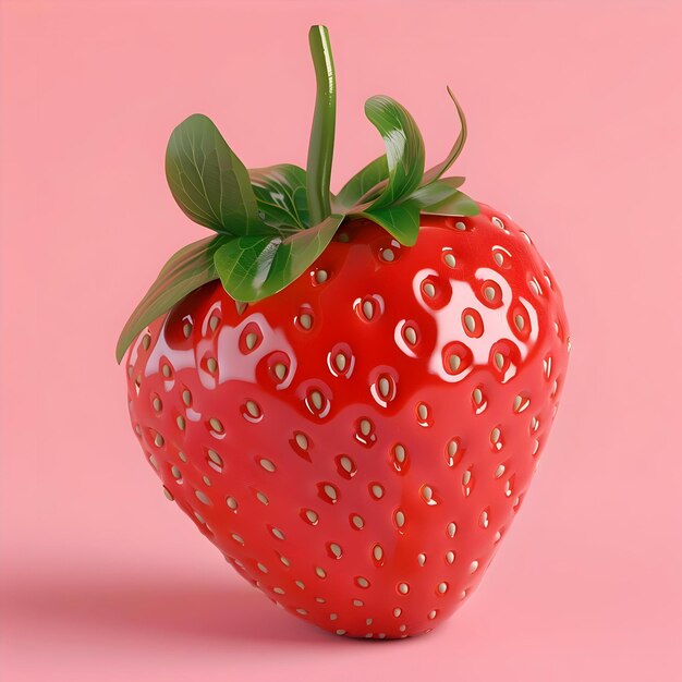 3D Strawberry Icon With Colorful Background