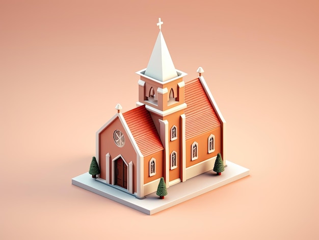 3d style church christian app icon isolated on colorful background Generative AI