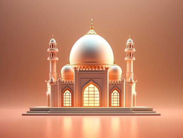 3d style mosque muslim islam app icon isolated on colorful background Generative AI