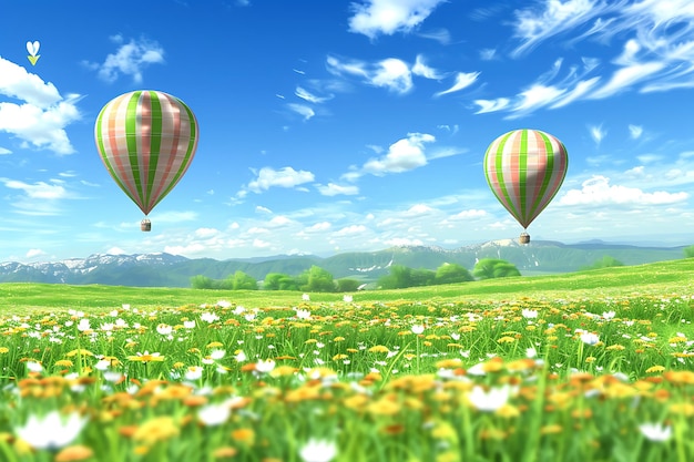 3d summer balloon background