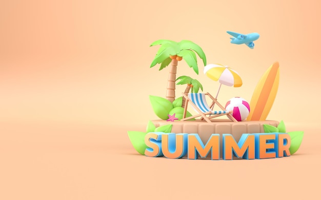 3D Summer Vacation Concept 3D render