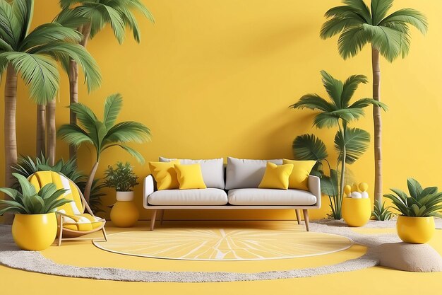 3d summer yellow scene background