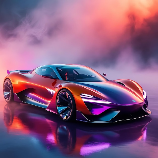 3d super car with vibrant colors