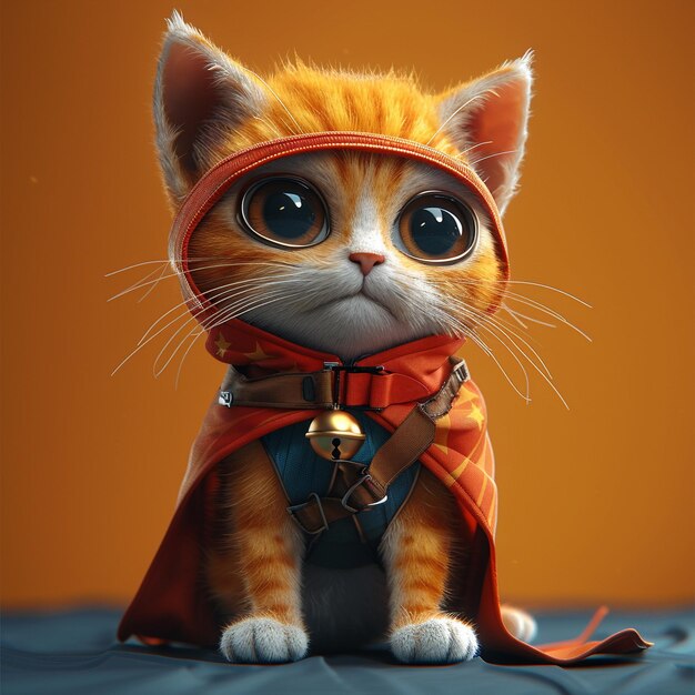 3D Super Hero Cat Cartoon Character