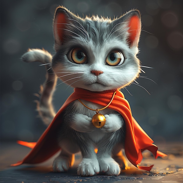 3D Super Hero Cat Cartoon Character