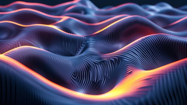 3d Surreal Abstract Background with Suring Wavy Lines in Harmonious Arrangement