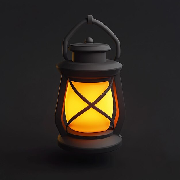 Photo 3d survival lantern icon portable light for outdoors illustration logo