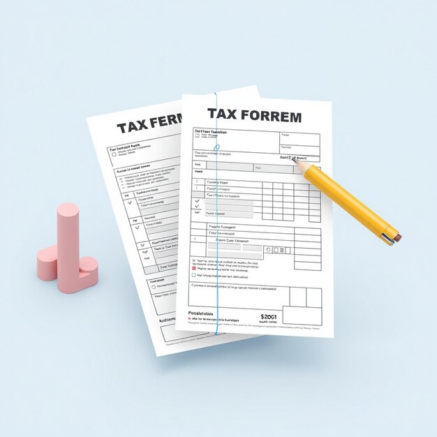 Photo 3d tax form illustration correct and incorrect filing for financial management