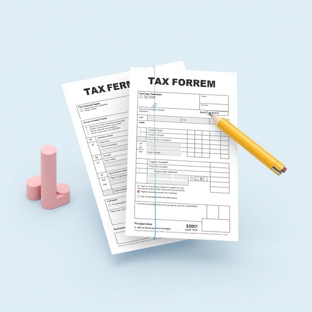 Photo 3d tax form illustration correct and incorrect filing for financial management