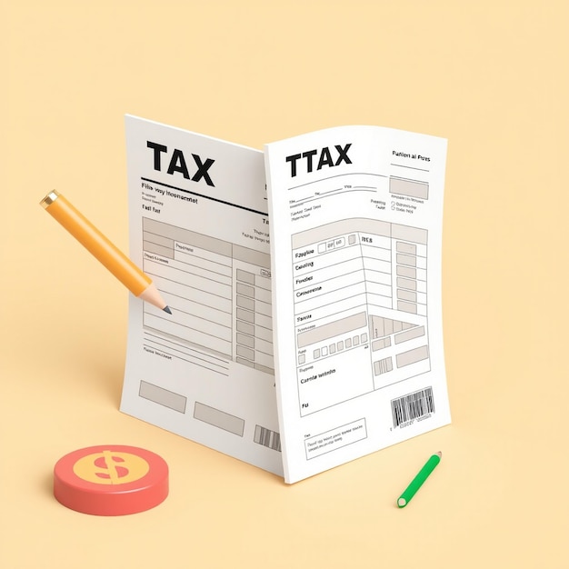 3D Tax Form Illustration Correct and Incorrect Filing for Financial Management