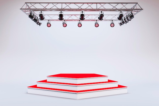 3d template of blank empty podium stage