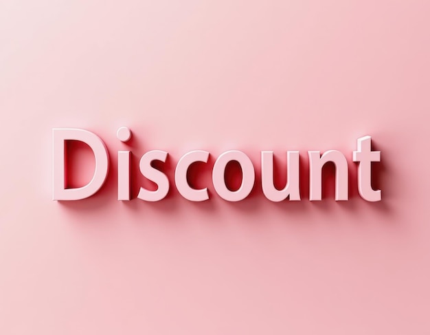 Photo 3d text discount in bold letters on a soft pink background