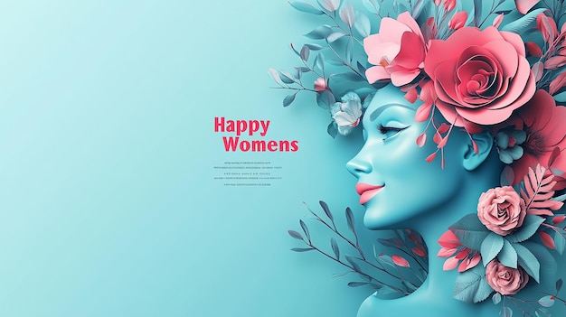 Photo 3d text happy womens day social media banner