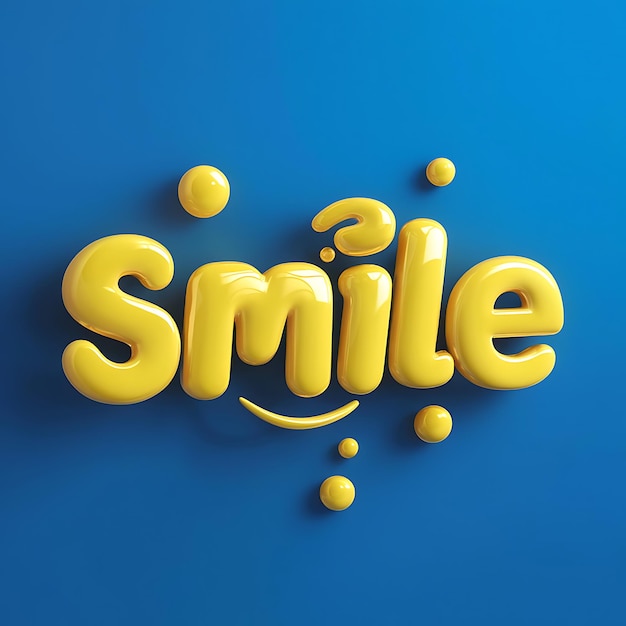 A 3d text smile with liquid effect typography