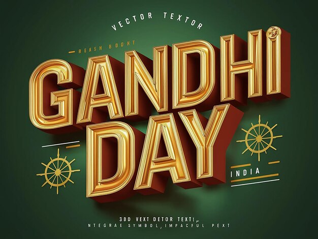 Photo 3d text vector gandhi from india