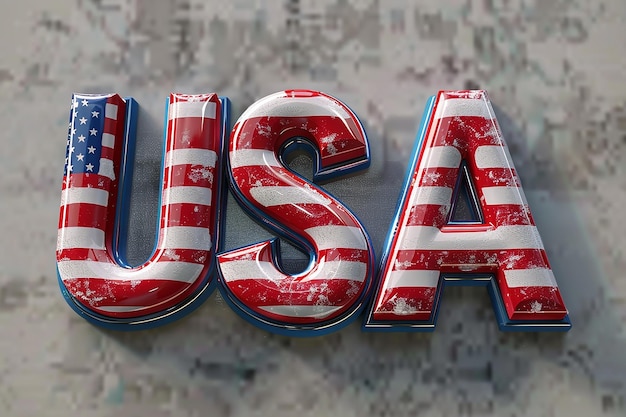 Photo 3d text with usa flag colors vibrant american themed design