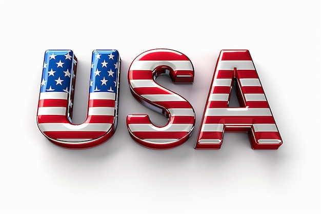 3D Text with USA Flag Colors Vibrant American Themed Design